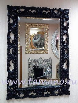 Зеркало интерьерное в резной раме, арт. Л12005Т Мэри чёрный лак, 75см х 95см 