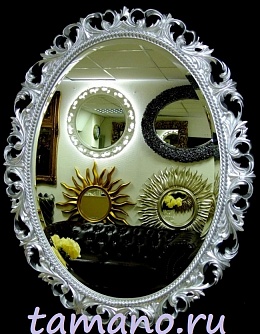 Зеркало интерьерное овальное, Азалия серебро, 80см х 100см