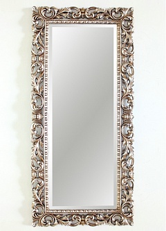 Зеркало напольное в резной раме, арт. 618 Кингсли, серебро, 188см х 90см