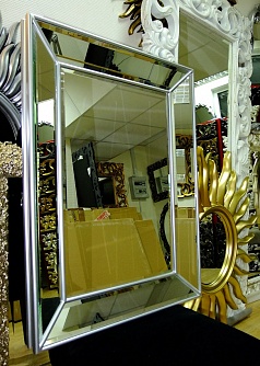 Зеркало в зеркальном обрамлении Селфи 2 античное серебро, 60см х 80см