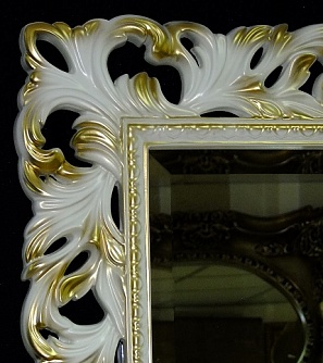 Напольное зеркало в резной раме Милан слоновая кость с золотом, 84см х 187см