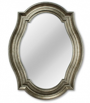 Овальное зеркало в фигурной раме Касабланка серебро, 81см х 106см