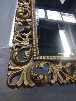 Большое интерьерное зеркало в резной раме, Милан бронза, 84см х 187см