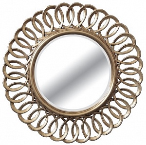 Круглое зеркало в серебряной резной раме Кимберли, D 90см