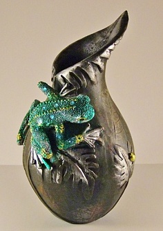 Ваза для цветов "Бриллиантовая лягушка". Керамика. 200мм