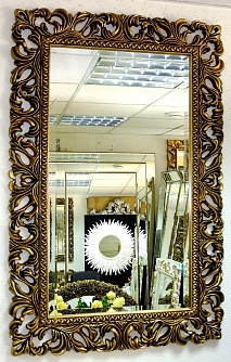 Зеркало в красивой раме Виола чернёное золото 75*115см