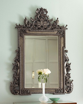Зеркало в раме барокко Бристоль серебро, 105см х 155см