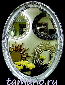 Зеркало овальное в раме, Пацифик, античное серебро, 62см х 82см